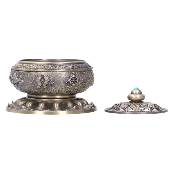 Røgelseholder i zinklegering, brænder, antik stil, ornament, håndværk til hjemmekontor, meditation, bronze, mellemstørrelse
