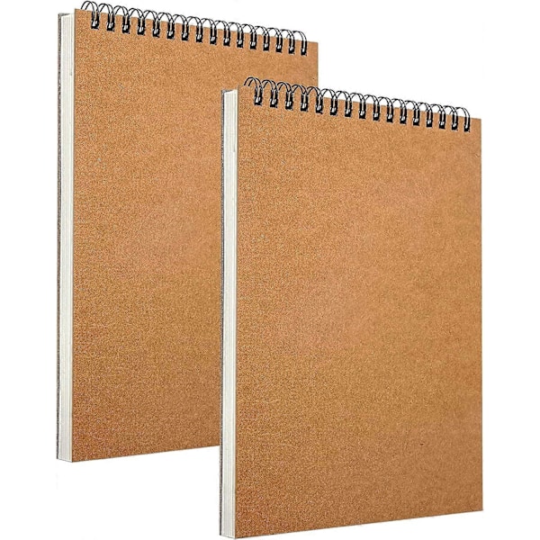 2-pack A4 Skissböcker Skissblock Hård Baksida A4 Spiralbunden Skissblock för Barn Vuxna, 2-pack