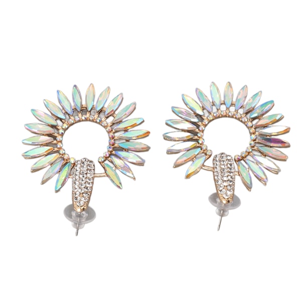 Mote Rhinestone Statement Drop Dangle Øredobber Store Lysekrone Øredobber for Kvinner Hvit AB Midten KC Gull