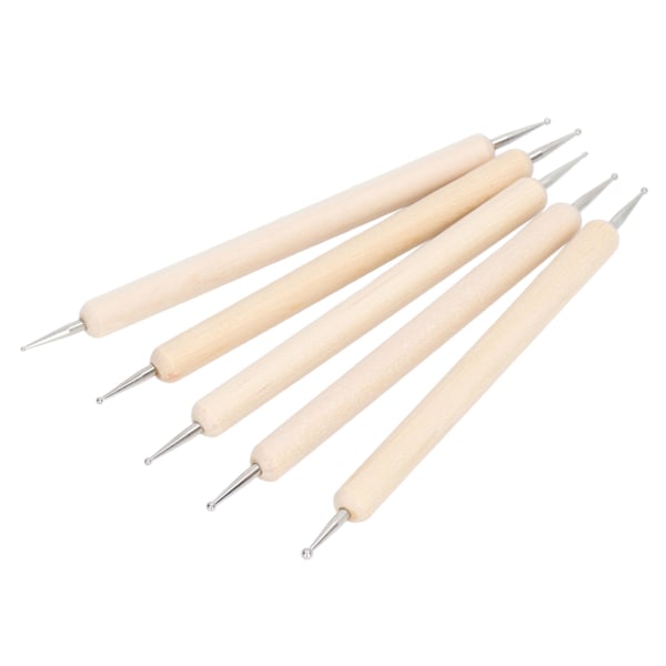 5 stk. Tracing Stylus DIY Fremstilling Træhåndtag Rustfrit Stål Dobbelt Hoved Kuglespids Prægning Stylus til Kunstprojekter