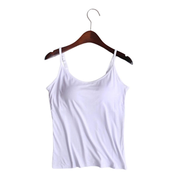 Naisten Slim Fit Valkoinen Camisole Tank Top Sisäänrakennetulla Rintaliivillä