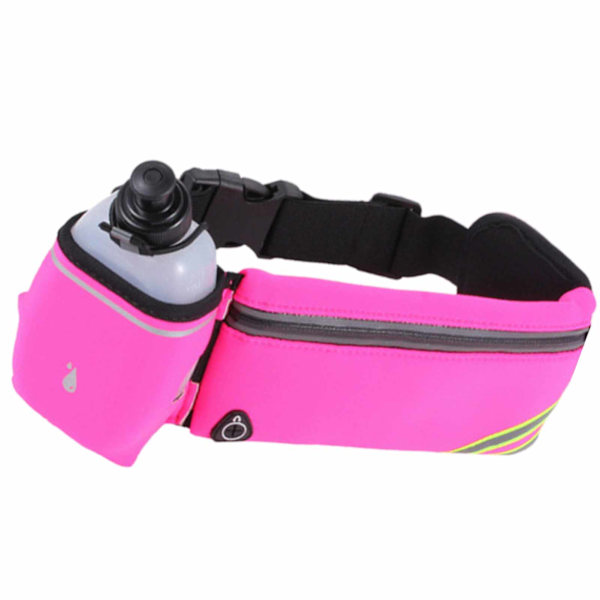 Löparbälte Vattentätt justerbar elastisk midjerem Outdoor Sports Midjeväska med vattenflaska Rose Red