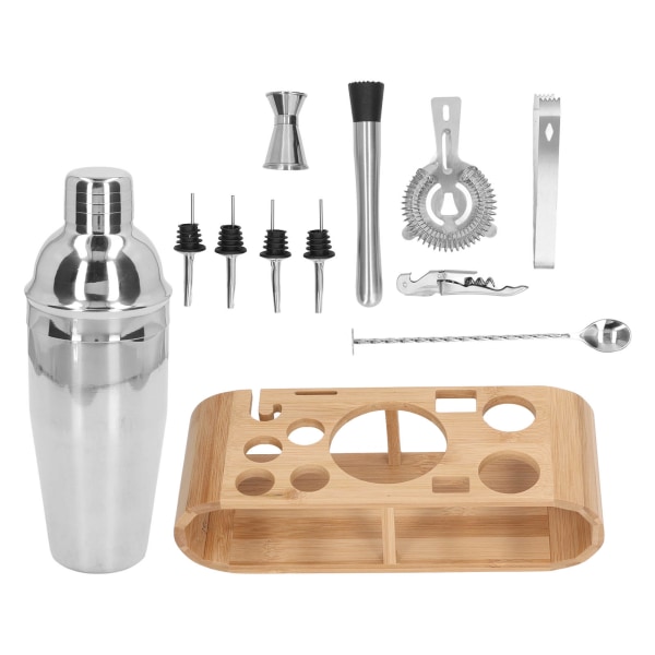 12Pcs Bartender Kit Stainless Steel Anti Leakage Easy Cleaning Bar Tool 750ml Cocktail Shaker Tool Set