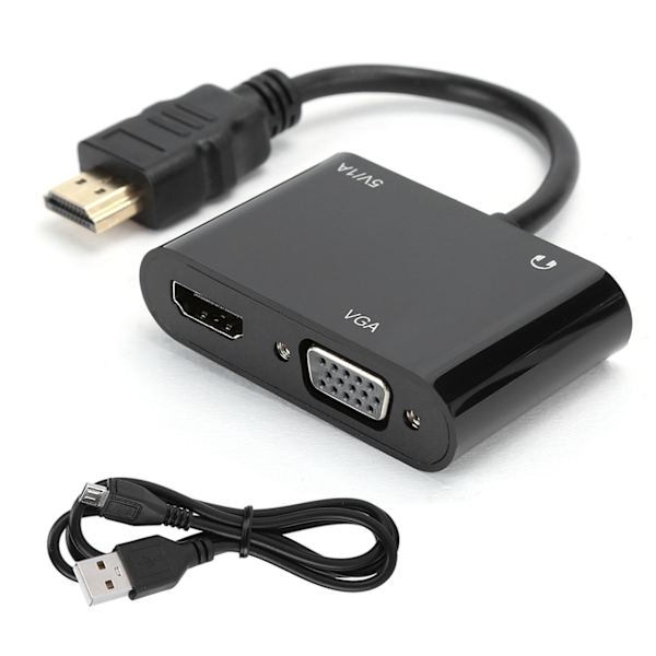 Videokonverter HDMI til HDMI/VGA/Micor Strømforsyning 3,5 mm 4K HD Samtidig Visning