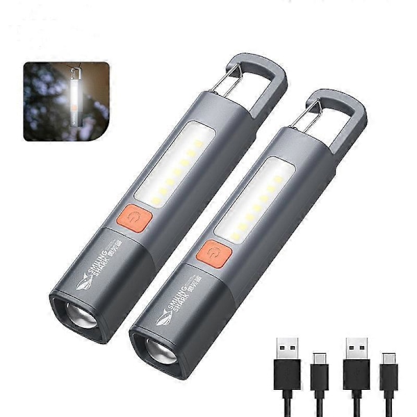 USB Super lysstærk langtrækkende genopladelig lommelygte 2-pak Lampe Maj 22