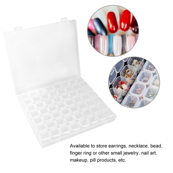 56 Spor Plast Nail Art Tilbehør Dekorasjoner Smykker Rhinestone Oppbevaring Organizer Box