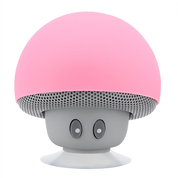Bärbar trådlös Bluetooth Mushroom-högtalare med sugkopp - Rosa