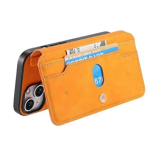 CASENEO Compatible with iPhone 16 Cross-Grain Leather Case Detachable Magnetic Phone Case Yellow
