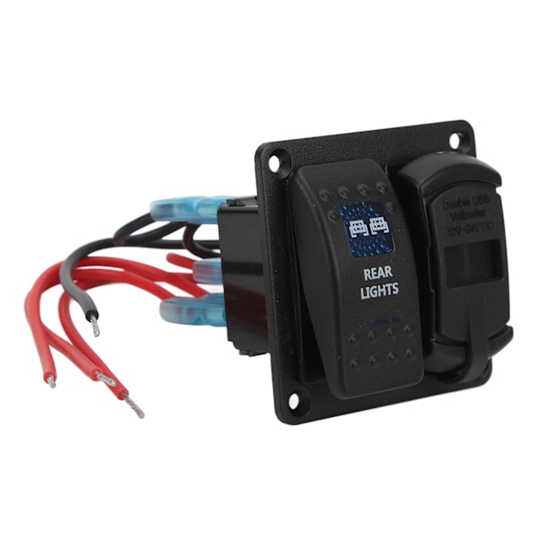 12/24V vippekontaktpanel 2 USB-oplader med digitalt voltmeter til bil RV marinebåd bus