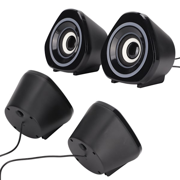 Skrivebords høyttaler USB-drevet tung subwoofer skrivebord mini LED-høyttaler for PalyStation4 datamaskin bærbar PC svart blått lys