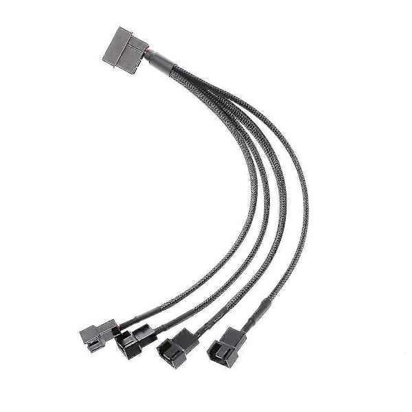 4-pin Molex Han til 4x 3-pin/4-pin Pwm Han Sleeved Fan Forlænger Adapter Kabel