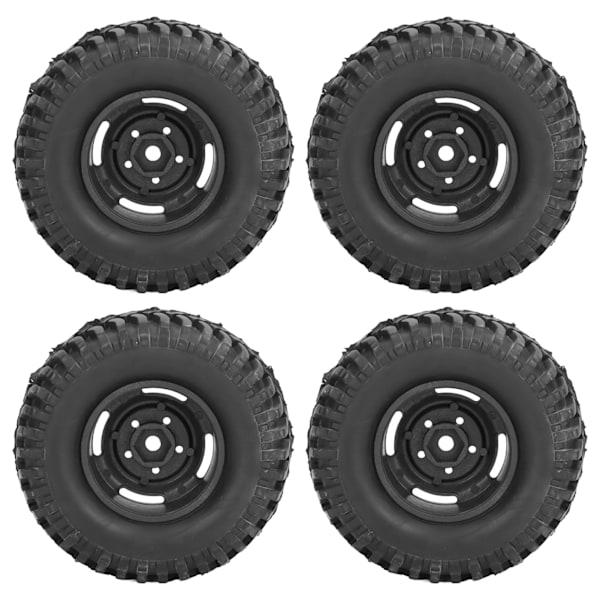 4 st RC-hjul och däck 1,9 tum gummi plast 100 mm diameter universell RC-däckset för utbytesklättring bil svart