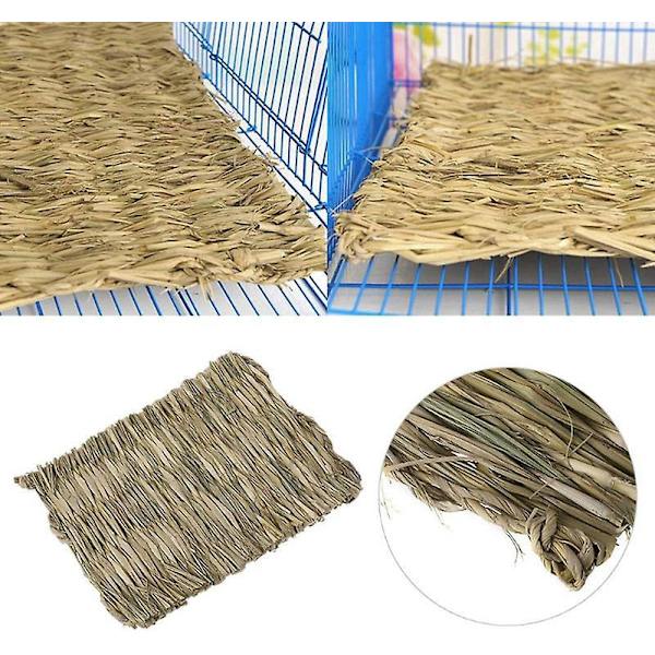 Gressmatte for kaniner - Håndvevd naturlig tyggeleke seng for små kjæledyr (kanin, hamster, gris og papegøye) - 4 stykker