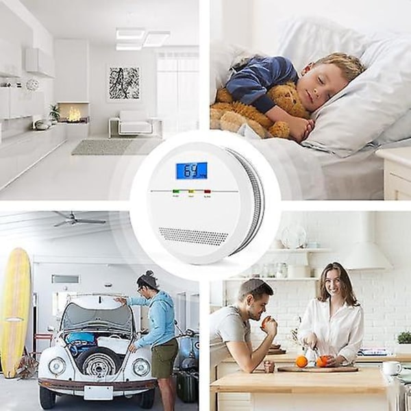 Kolmonoxiddetektor med Digital LCD-Display, CO-Detektor med Utbytbart Batteri, 7 Års Sensorlivslängd, Lågt Batteri-Alarm, 1-pack