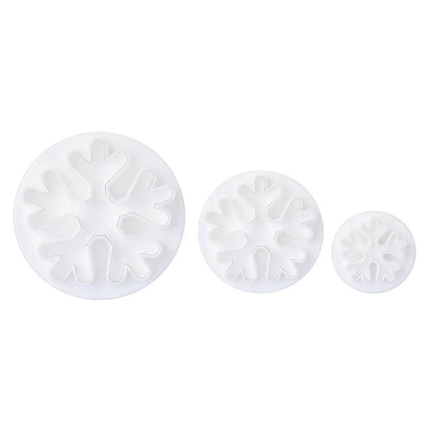 Dww-2 sett 3 stk. Kakeutstikker Jul Snøfnuggform for dekorasjon av kaker, fondant, sukkerpasta, grove snøfnugg