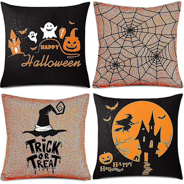 Halloween-tyynyliinasetti - Oranssi ja musta Onnellinen Halloween