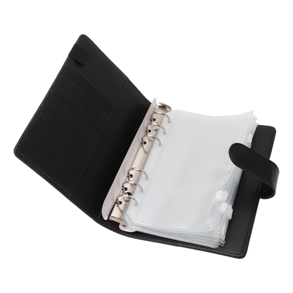 A6 Budget Binder A6 Binder Lomme med lynlås Notesbog PU Læder Budget Notesbog Kontant Kuvert Budget Håndbog Sort