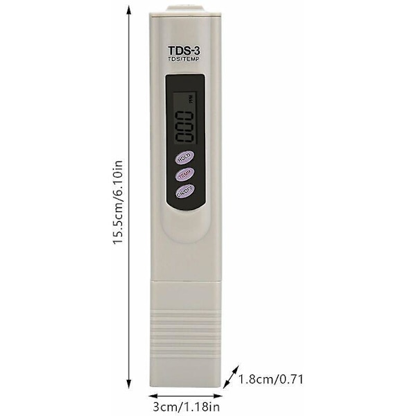Multifunktionel Digital TDS Tester Måler, Professionel Vandkvalitetstester Renhedstester 0-9990ppm Måleområde Måler med LCD Display til Vandhanevand