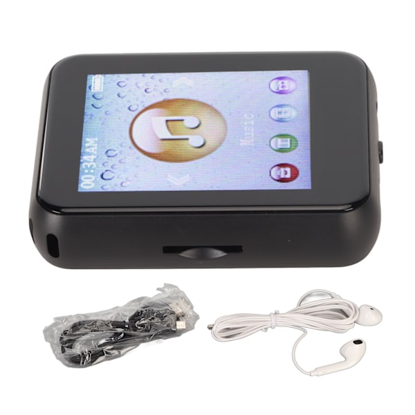 MP3 Bluetooth-afspiller HiFi Lossless 1,8 tommer Touch Screen Support Optagelse 8G MP3-afspiller med højttaler Elektronisk Bog Sort