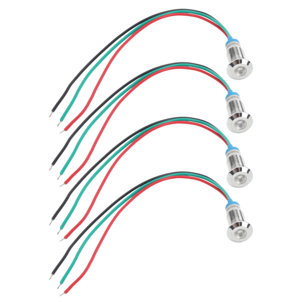 4 set metallinen LED-merkkivalo, yhteinen katodilamppu Teollisuuden ohjauskomponentit 8 mm 12-24VR punainen ja vihreä
