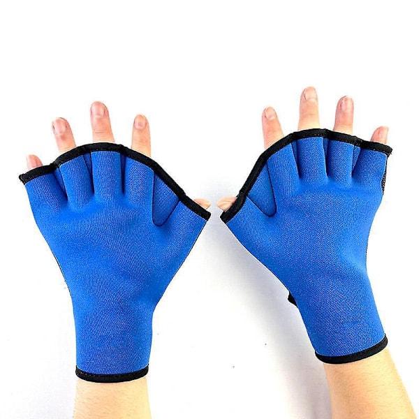 Neopren Svømmehandsker med Webbing Fitness Vandmodstandstræning Handsker Justerbar Håndledsrem Kode M Blå