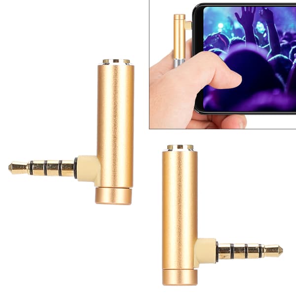 2 stk. 3,5 mm hann til hunn lydadapter Rettvinklet stereohodetelefonkabel Jack Plugg Gull