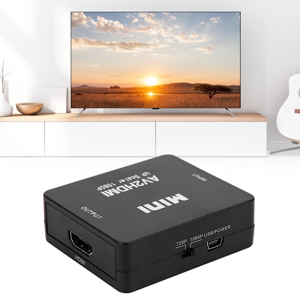 Mini AV HDMI-sovitin 1080P 60HZ lähtö High Definition -sovitin Videomuunnin USB-kaapelilla Musta