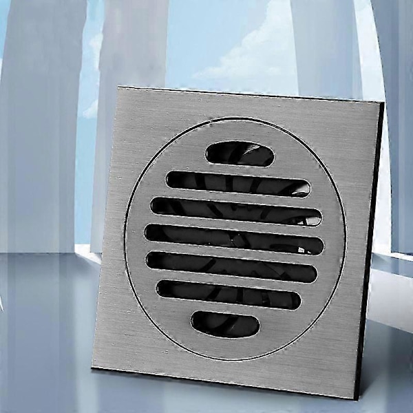 Gulvsluk Baderom Avtakbart Slukdeksel for Baderom Dusjrom Firkantet Toalett Hage Sil Rustfritt Stål Svart 10x10cm_SZXM