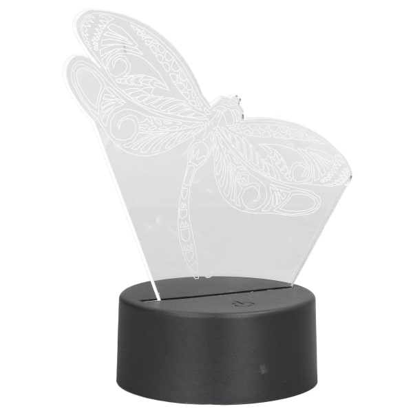 Dragonfly Pattern 3D Light 7 Fargeskiftende LED Nattlys USB batteridrevet 3D dekorativ lampe for soverom