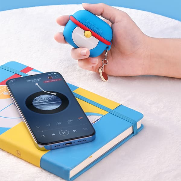 Tegneserie Bluetooth øretelefoncover Silikone Sød Doraemon Trådløst Bluetooth øretelefonetui Blå til IOS Earbuds Pro