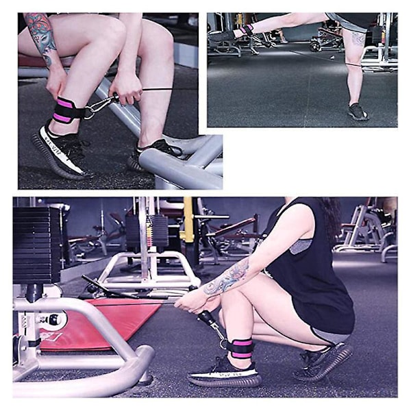 1 Par Ankelstropper for Kabelmaskinøvelser - Svart, Glute-trening, Underkroppsøvelser - Justerbare Benstropper med Neoprenpolstring