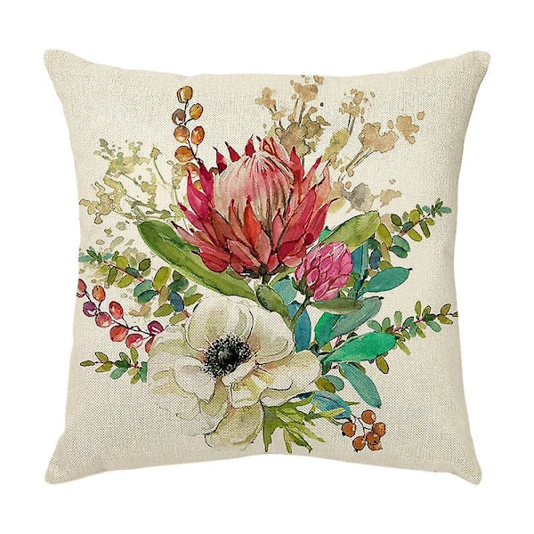 En uppsättning med 4 kuddfodral 45 x 45 cm Dekorativt blommönster örngott för soffa vardagsrum sovrum stol heminredning
