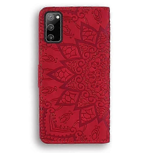 Pungcover til Samsung Galaxy S20 FE Premium PU-læder Flip Cover Mandala Red