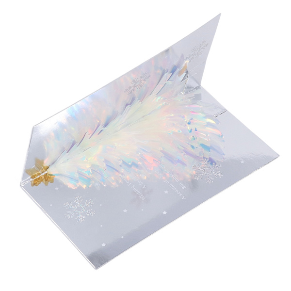 3D Julekort Glitter Treet Tema Preging Design Folie Stempling Prosess Dekorativt Papir Popup Feriekort Blå