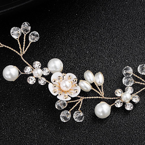 Brudehårranker Krystallperler Blomst Bryllup Hårtilbehør Kveldsfest Tiara Hodeplagg For Brudepiker og Blomsterjenter