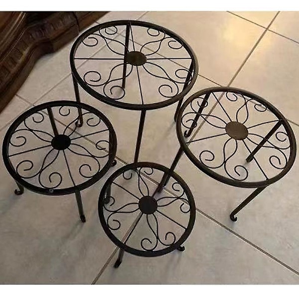 Retro stil sæt med 4 smedejerns planteophæng - sort