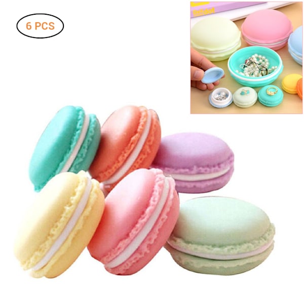 6PCS Macaron smykkeskrin bærbar reisesett smykkeskrin