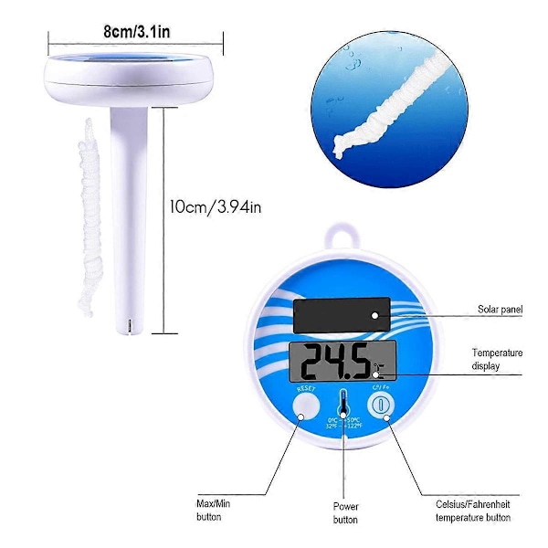 Flytande Pooltermometer Trådlös - Solar Digital Pooltermometer