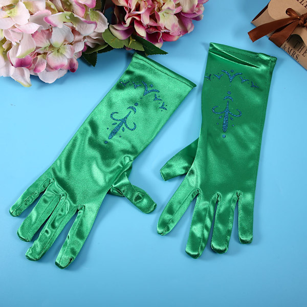 2 par färgvärmande barnhandskar scenframträdande vinterskidåkning rollspel accessoarer gröna