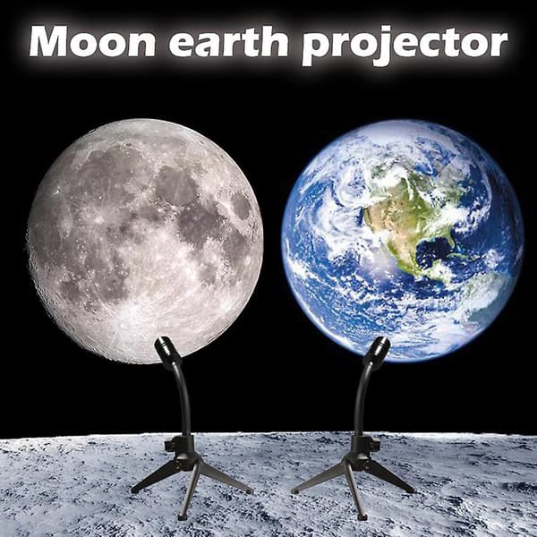 LED Planetary Projector Lamp Creative Earth Moon Lamp USB Powered Night Light for Home Living Room A