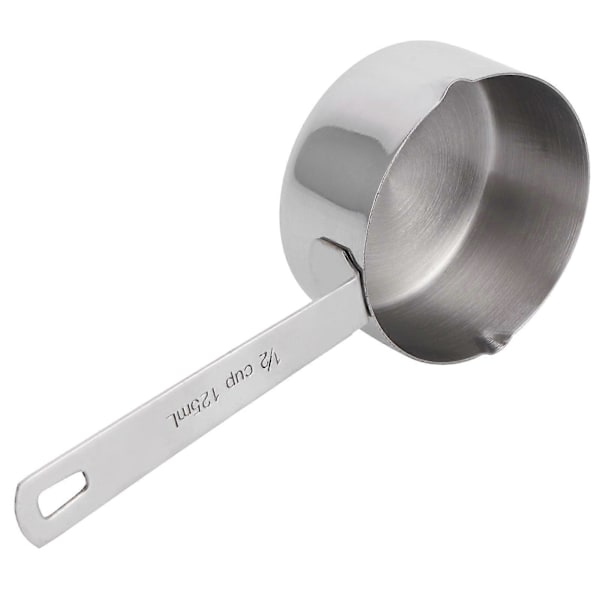 Måleskje for baking 304 Rustfritt Stål Målekopp Scoop med Skalaer Kjøkkenutstyr 1/2 kopp 125ml