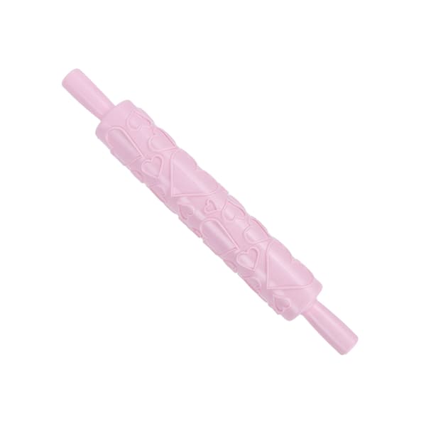 Fondant kjevle i plast preget rulle for kaker, kjeks, bakverk, kakepynt (hjerteform)