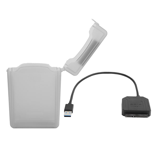 Harddisk-adapterkabel HDD/SSD-omformerledning med strømforsyning og æske EU-stik 100‑240V Grå