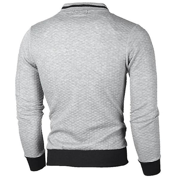 Grid Zip Up Mænds Vinter Casual Bomberjakke Frakke XL Lysegrå