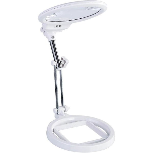 Stor Bordlupe, 2X 6X Sammenleggbar Manuell Bordlupe, Bærbar LED-belyst Lupe La