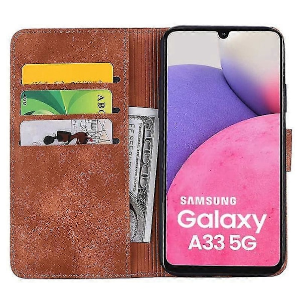 Plånboksfodral för Samsung Galaxy A33 5G Premium PU Läder Flip Cover Mandala Brun