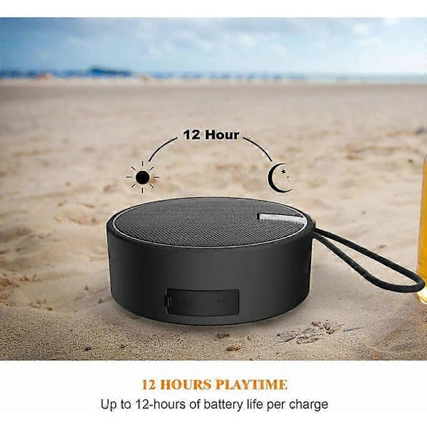 Bluetooth Högtalare Vattentät IP67 Portabel Trådlös Utomhus med HD-Ljud TF-Kort Sugkopp för Pool Strand Vandring 12H Speltid (Svart)