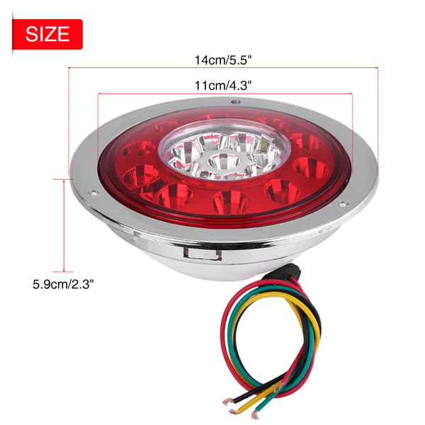 Par af 4,3 tommer runde 19 LED lastbil trailer bremse stop blinklys baglygte krom ring dual farve