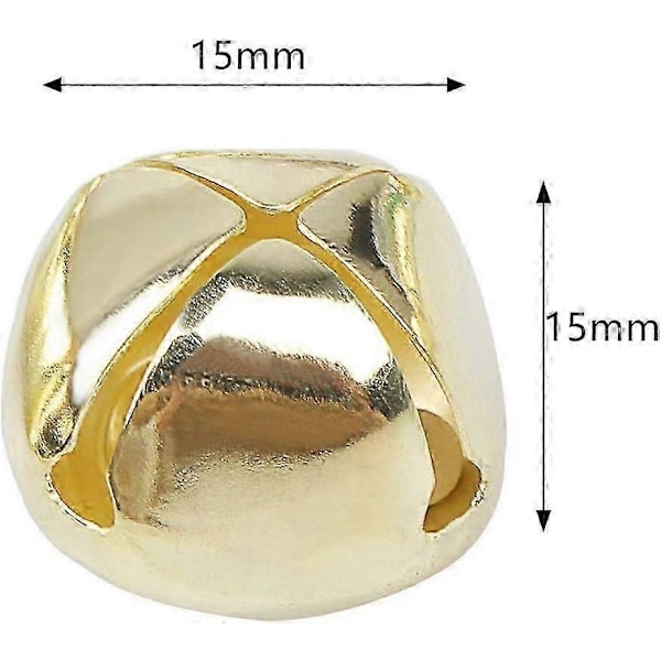100 st Julbjällror, Metallhantverksbjällror i bulk, för Juldekoration DIY Smyckestillverkning - Guld - 15mm_SZXM
