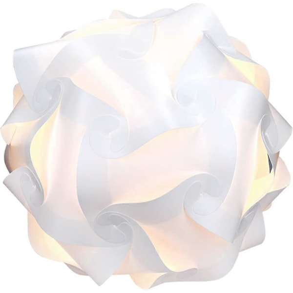 DIY Puzzle Lampeskærm - Moderne IQ Puslespilslys i 30 Dele min. 15 Forskellige Designs - Diameter Ca. 40 cm - Hvid i Størrelse XL
